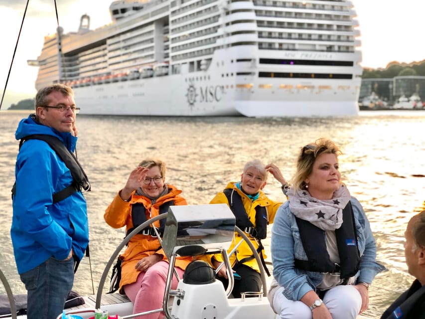 "After Work" - Sailing-Yacht Cruising Event, Hamburg/Elbe - Airbus views and Mühlenberger Loch, where industry meets river travel