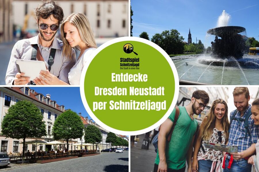 Dresden Neustadt: Scavenger Hunt Self Guided Tour - Albertsplatz start and finish, plus the two Neustadt flavors