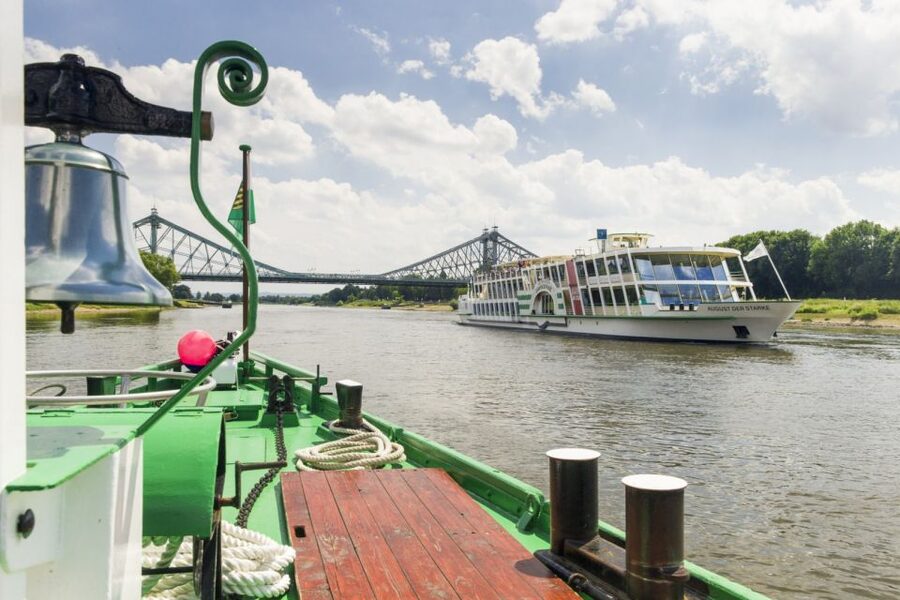 Dresden: River Sightseeing Boat Cruise - Passing the Elbe bridges: the Blue Wonder moment up close