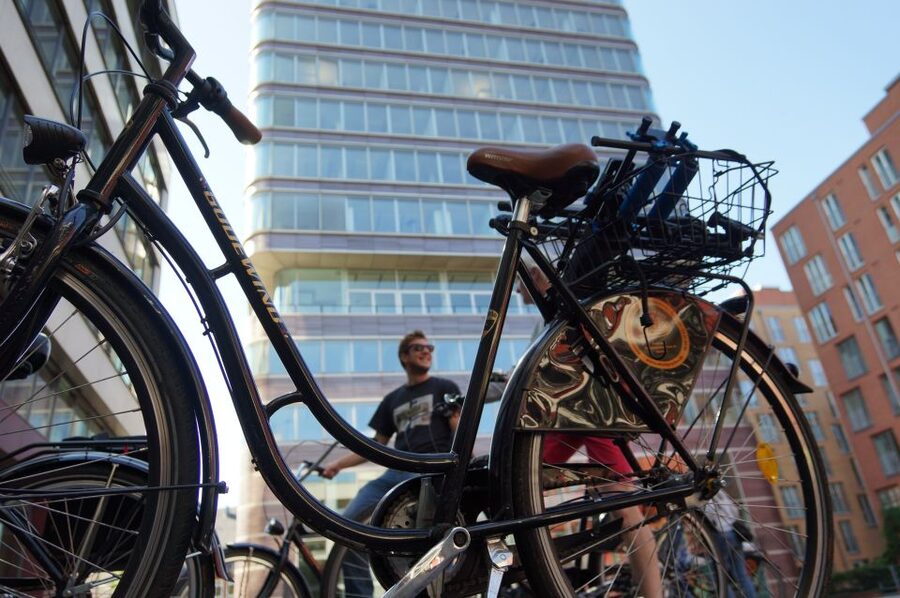 Hamburg: Bike Rental - St. Pauli pickup at Gebrüder-Wolf-Platz, where the ride starts