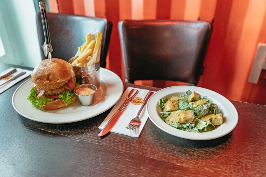 Hamburg: Hard Rock Cafe Skip-the-Line Meal - The meal itself: burgers, fries, Caesar salad, pulled pork, and dessert