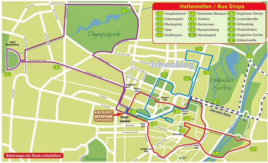 Munich Hop-On Hop-Off Tour: 1-Day or 2-Day Ticket - City Tour route: Marienplatz, Odeonsplatz, and the Old Town surprises